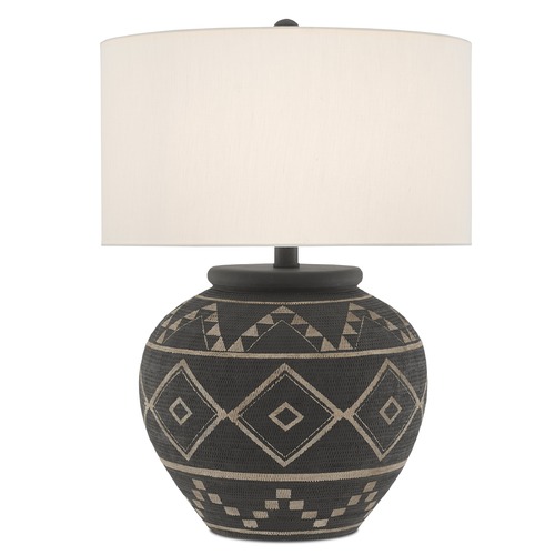 Currey and Company Lighting Currey and Company Tattoo Brewed Latte / Mole Black Table Lamp with Drum Shade 6000-0539