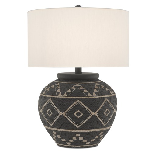 Currey and Company Tattoo Brewed Latte / Mole Black Table Lamp with Drum Shade