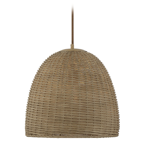 14-Inch Wide Pendant in Natural Wicker by Meridian