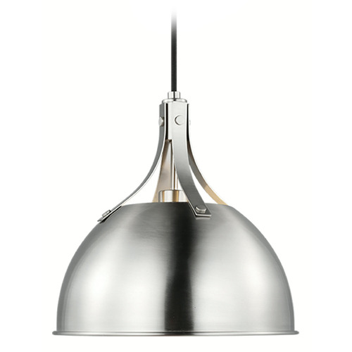 Visual Comfort Studio Collection Visual Comfort Studio Collection Rockland Brushed Nickel Pendant Light with Bowl / Dome Shade 6524201-962