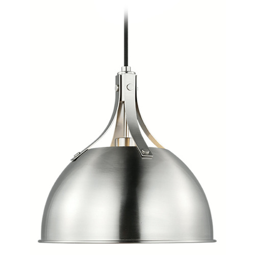 Visual Comfort Studio Collection Rockland Brushed Nickel Pendant Light with Bowl / Dome Shade