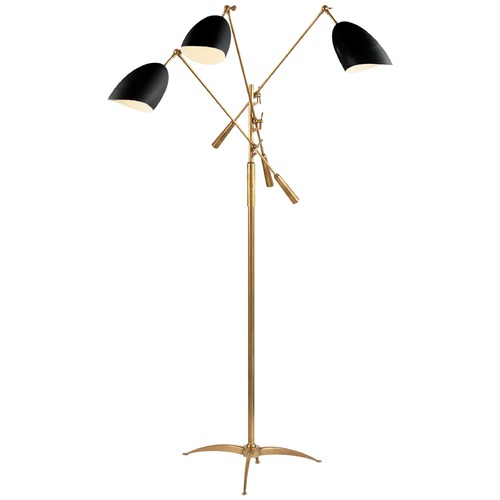 Visual Comfort Aerin Sommerard Triple Arm Floor Lamp in Brass by Visual Comfort ARN1009HABBLK