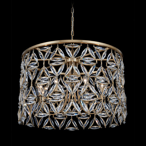 Allegri Lighting Allegri Crystal Triangulo True Brass Pendant Light with Drum Shade 039557-062-FR001