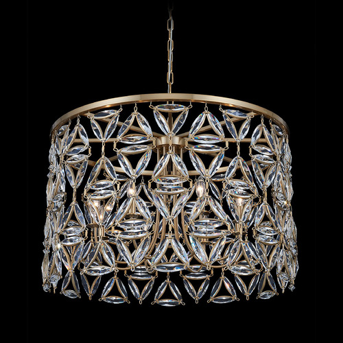 Allegri Crystal Triangulo True Brass Pendant Light with Drum Shade