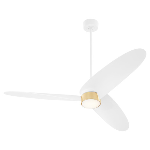 Brisa Studio White & Aged Brass LED Ceiling Fan by Quorum Lighting