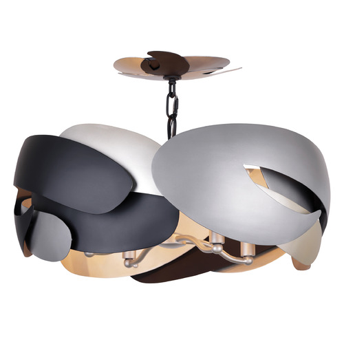 George Kovacs Lighting George Kovacs Metalo Misto Coal Black & Atlas & Midnight Sliver Semi-Flushmount Light P1333-780