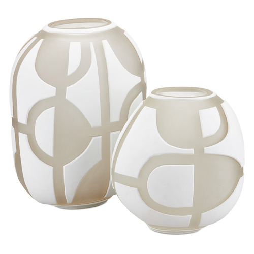 Currey and Company Art Decortif Opaque White & Clear Matte Vase