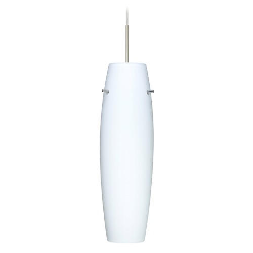 Besa Lighting Suzi Satin Nickel LED Mini-Pendant Light with Oblong Shade