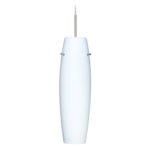 Besa Lighting Besa Lighting Suzi Satin Nickel LED Mini-Pendant Light with Oblong Shade 1JT-489707-LED-SN