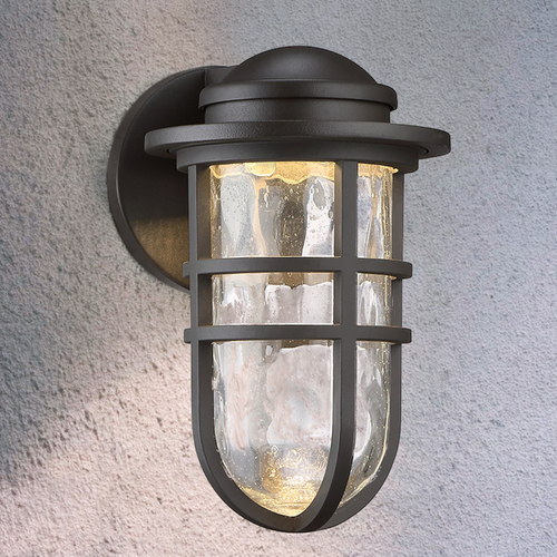 WAC Lighting Hammered Seeded Glass LED Outdoor Wall Light Bronze WAC Lighting WS-W24509-BZ