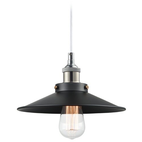 Matteo Lighting Bulstrodes Workshop Chrome & Black Pendant by Matteo Lighting C46111CHBK