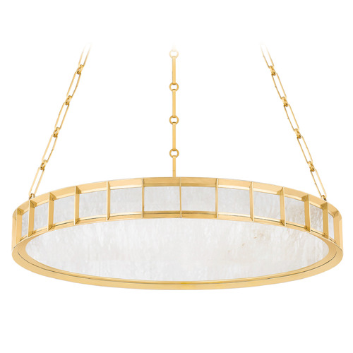 Corbett Lighting Leda Vintage Brass LED Pendant Light with Drum Shade
