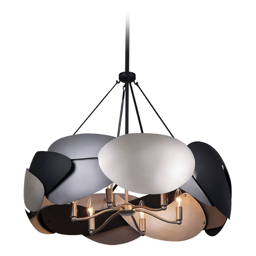 George Kovacs Metalo Misto Coal Black & Atlas & Midnight Sliver Pendant Light with Drum Shade