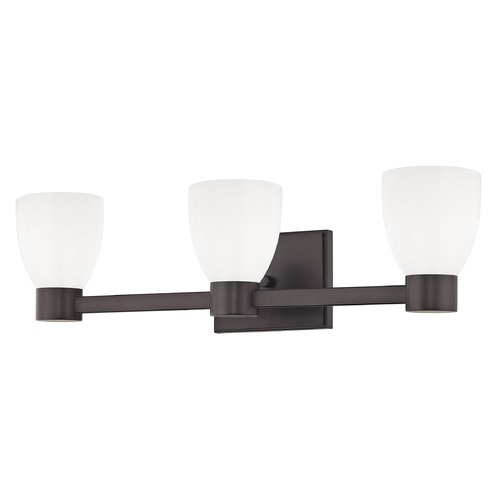 Design Classics Lighting 3-Light White Glass Bathroom Vanity Light Bronze 2103-220 GL1028MB