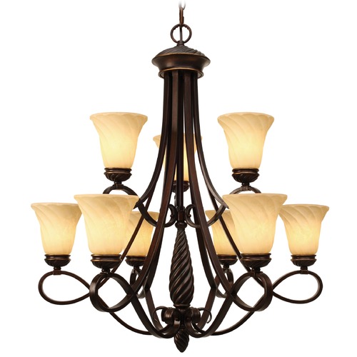 Golden Lighting Torbellino Cordoban Bronze Chandelier by Golden Lighting 8106-9 CDB