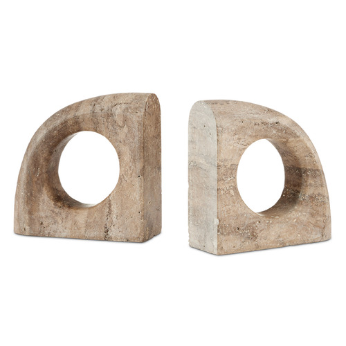 Currey and Company Russo Natural Titanium Travertine Bookend