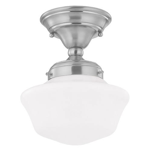 Design Classics Lighting 8-Inch Schoolhouse Satin Nickel Ceiling Light FAS-09 / GA8