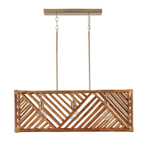 Soleil Bamboo Linear Chandelier in Matte Brass by Capital Lighting