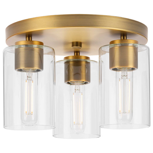 Progress Lighting Atwell 1-Light Vintage Brass Semi-Flush Mount