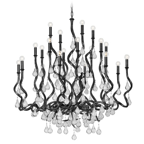 Corbett Lighting Aveline Black Silver Leaf Crystal Chandelier