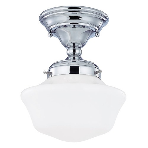 Design Classics Lighting 8-Inch Schoolhouse Chrome Semi-Flush Ceiling Light FAS-26 / GA8