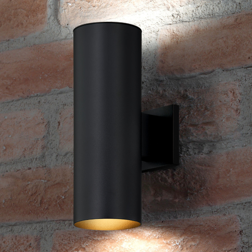 Design Classics Lighting Design Classics Powder Coated Black Cylinder Outdoor Wall Light 1992-PCBK