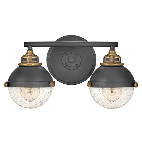Fletcher 2-Light Vanity Light in Black & Brass by Hinkley Lighting