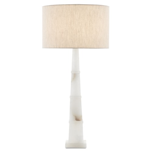 Currey and Company Lighting Currey and Company Alabastro Alabaster / Polished Nickel Table Lamp with Drum Shade 6000-0595