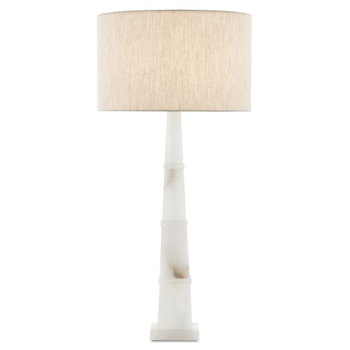 Currey and Company Alabastro Alabaster / Polished Nickel Table Lamp with Drum Shade