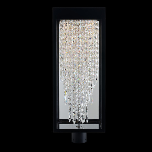 Allegri Crystal Esterno Cristallo Matte Black & Chrome LED Post Light