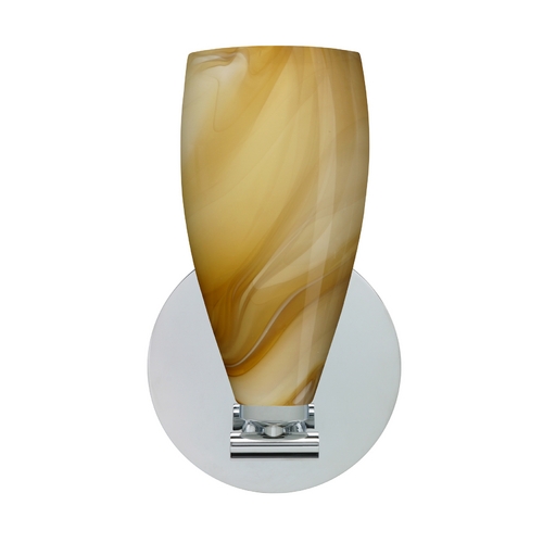 Modern Sconce Wall Light Honey Glass. Polished Nickel by Besa Lighting