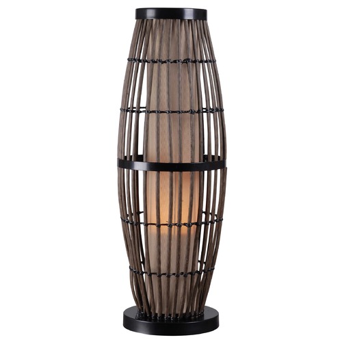 Kenroy Home Lighting Outdoor Table Lamp with Rattan Cage and Tan Shade 32247RAT