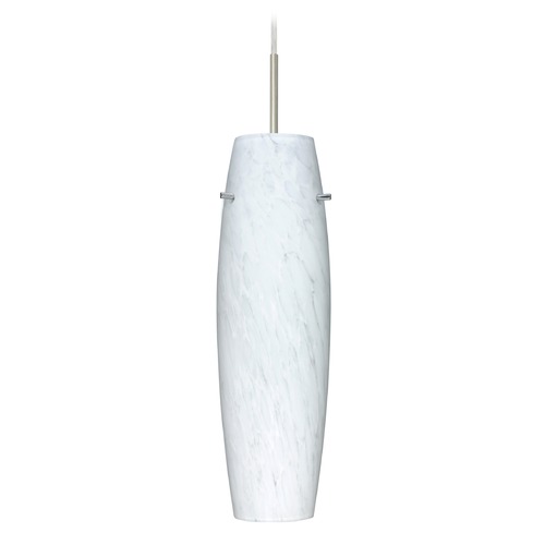 Besa Lighting Suzi Satin Nickel LED Mini-Pendant Light with Oblong Shade