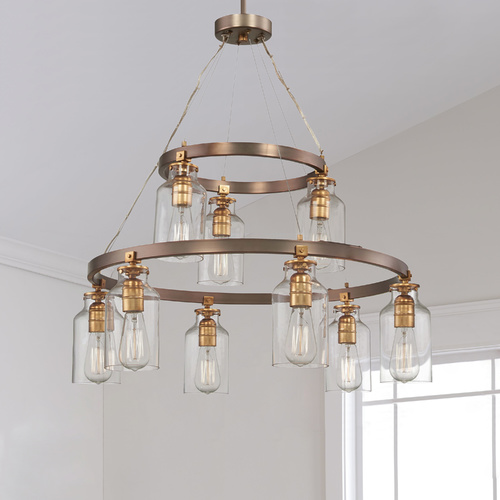 Edison Bulb Chandelier Bronze with Gold Highlights 32-Inch by Minka Lavery