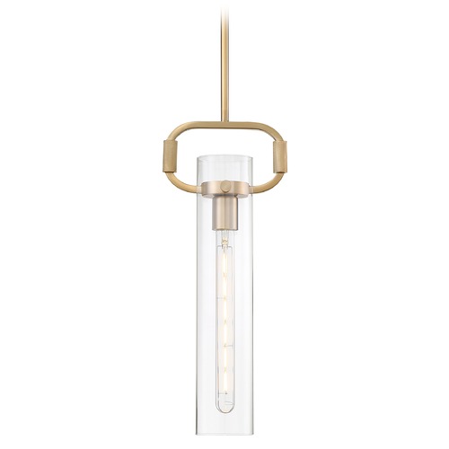 Satco Lighting Teresa Burnished Brass Pendant with Cylindrical Shade by Satco Lighting 60/7143