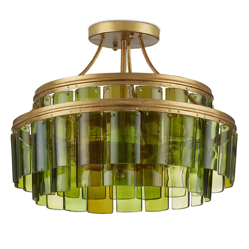 Currey and Company Vintner Contemporary Gold Leaf Semi-Flushmount Light