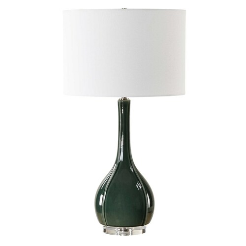 The Uttermost Company Essex Hunter Green & Brushed Nickel Table Lamp with Drum Shade