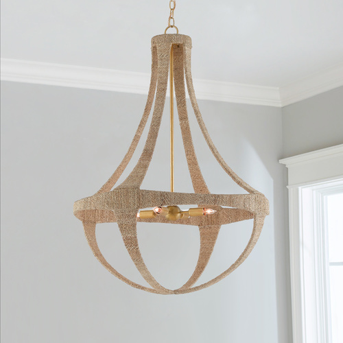 Currey and Company Lighting Ibiza Chandelier in Natural Rope/Dark Gold Leaf by Currey & Company 9000-0385