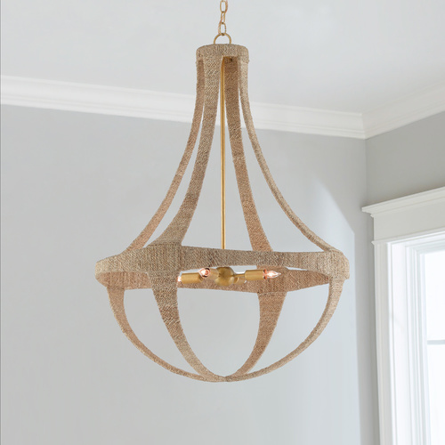 Ibiza Chandelier in Natural Rope/Dark Gold Leaf by Currey & Company