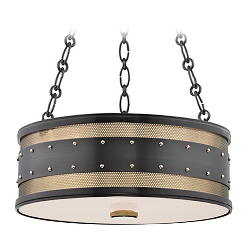 Hudson Valley Lighting Hudson Valley Lighting Gaines Aged Old Bronze Pendant Light with Drum Shade 2216-AOB