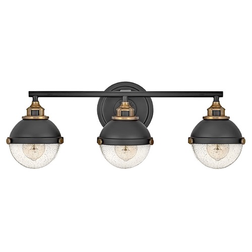 Fletcher 3-Light Vanity Light in Black & Brass by Hinkley Lighting