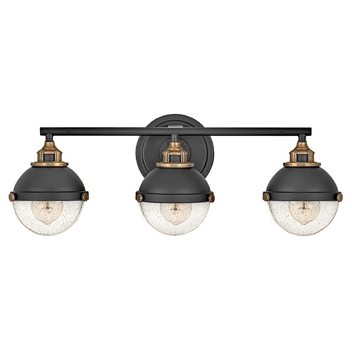 Hinkley Fletcher 3-Light Vanity Light in Black & Brass by Hinkley Lighting 5173BK