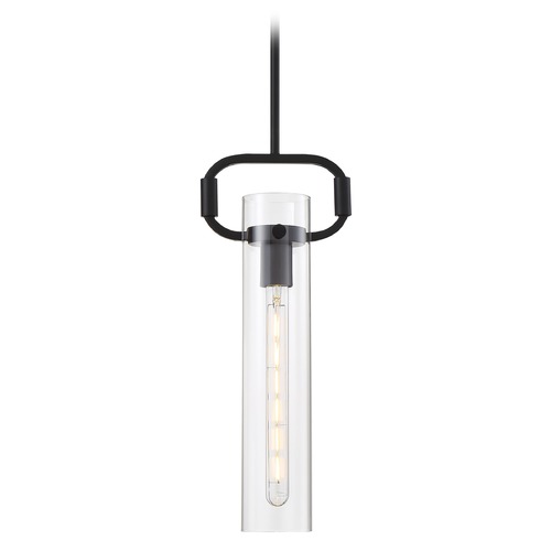 Teresa Matte Black Pendant with Cylindrical Shade by Satco Lighting
