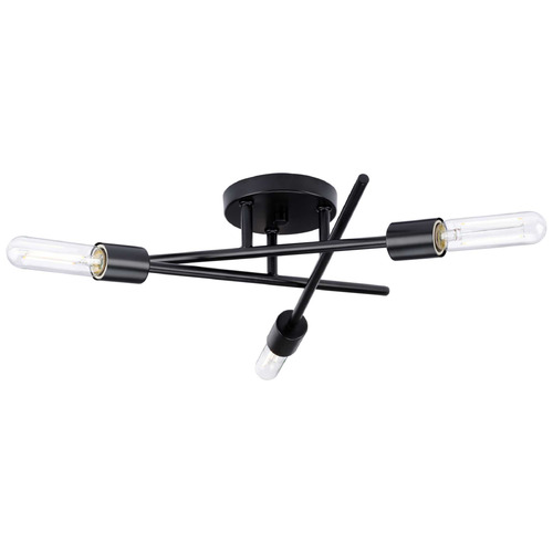Progress Lighting Parkhurst 3-Light Matte Black Semi-Flush Mount