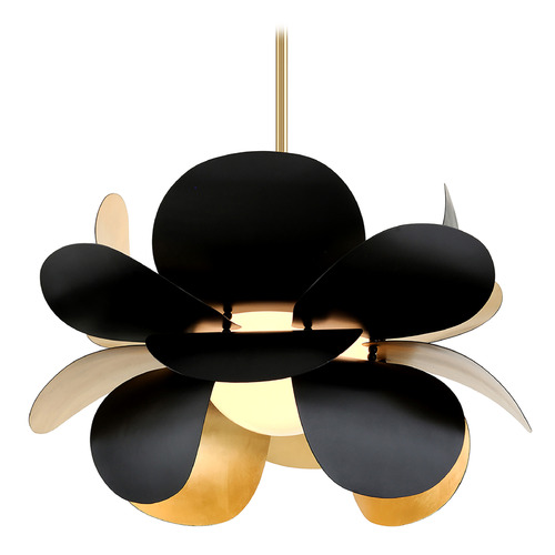 Corbett Lighting Ginger Gold Leaf & Black Pendant Light with Globe Shade