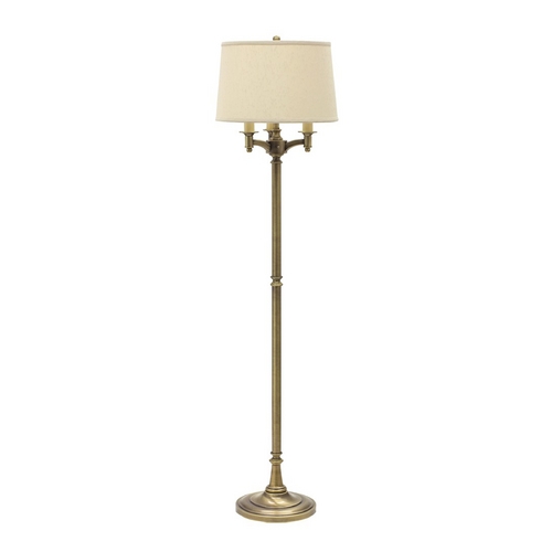 House of Troy Lighting Floor Lamp with White Shade in Antique Brass Finish L800-AB