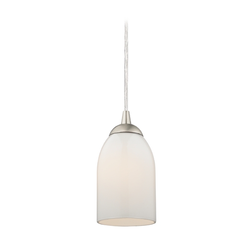 Design Classics Lighting Satin Nickel Mini-Pendant Light with Opal White Glass 582-09 GL1024D