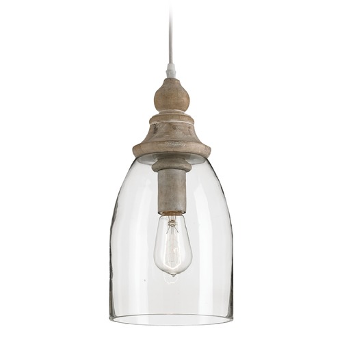 Currey and Company Lighting Anywhere Pendant in Natural Wood/Glass by Currey & Company 9716