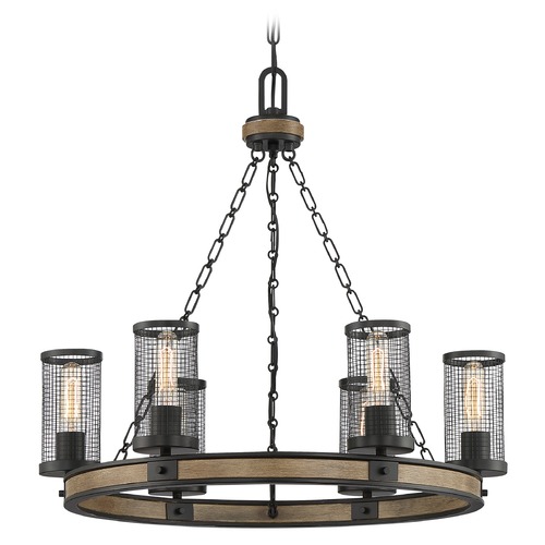 Quoizel Lighting Mccrady Matte Black & Painted Wood Chandelier by Quoizel Lighting MCY5026MBK