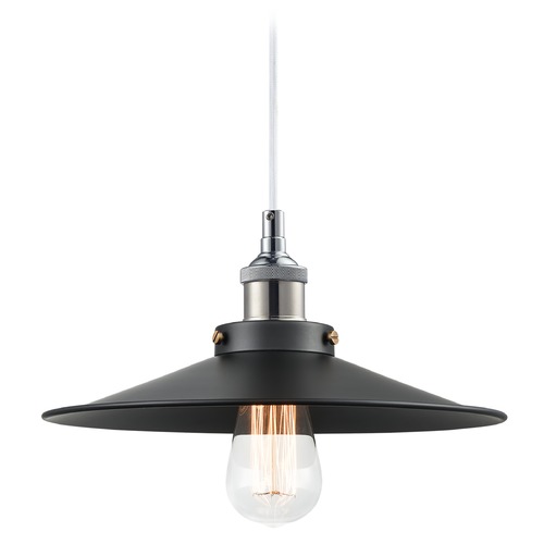 Matteo Lighting Bulstrodes Workshop Chrome & Black Pendant by Matteo Lighting C46112CHBK